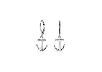 Boat Anchor Leverback Dangle Earrings